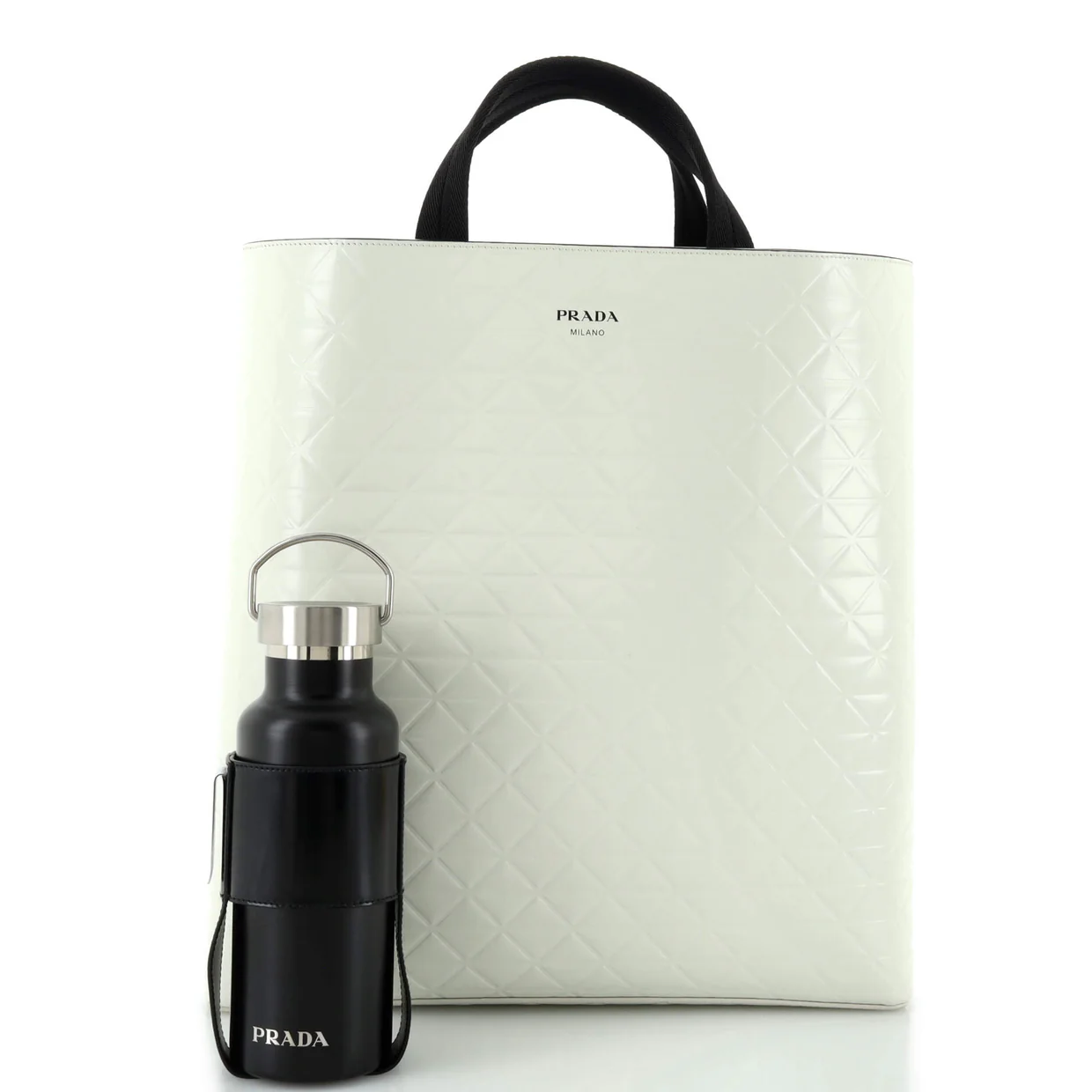 Tote with Water Bottle Quilted Brushed Leather - Deep Luxury