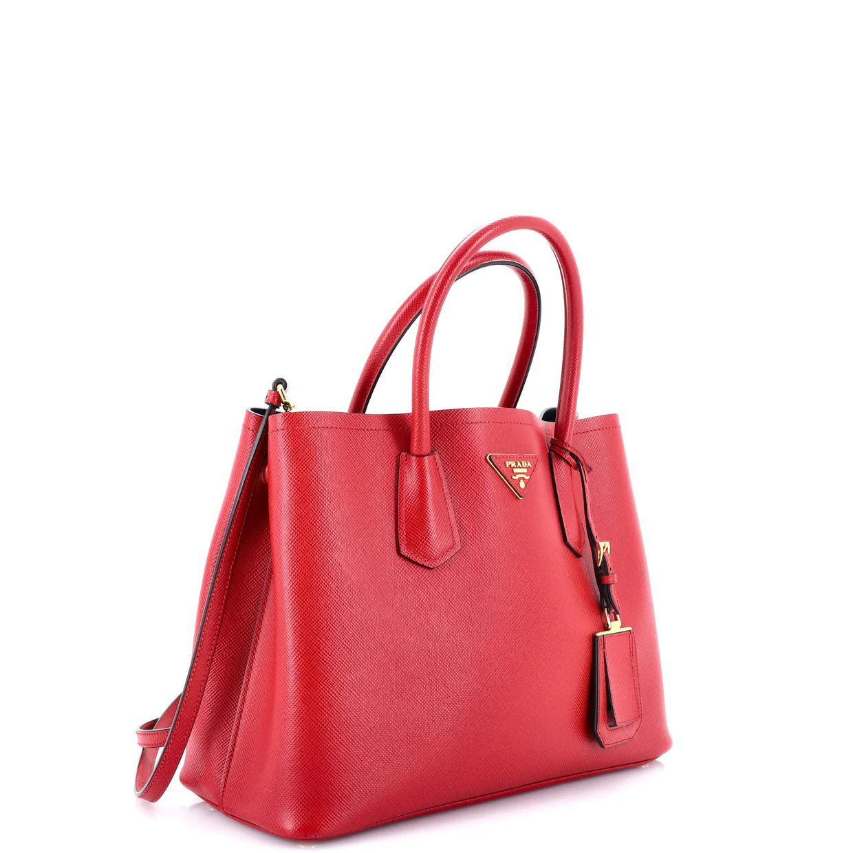 Cuir Double Tote Saffiano Leather Medium - Deep Luxury