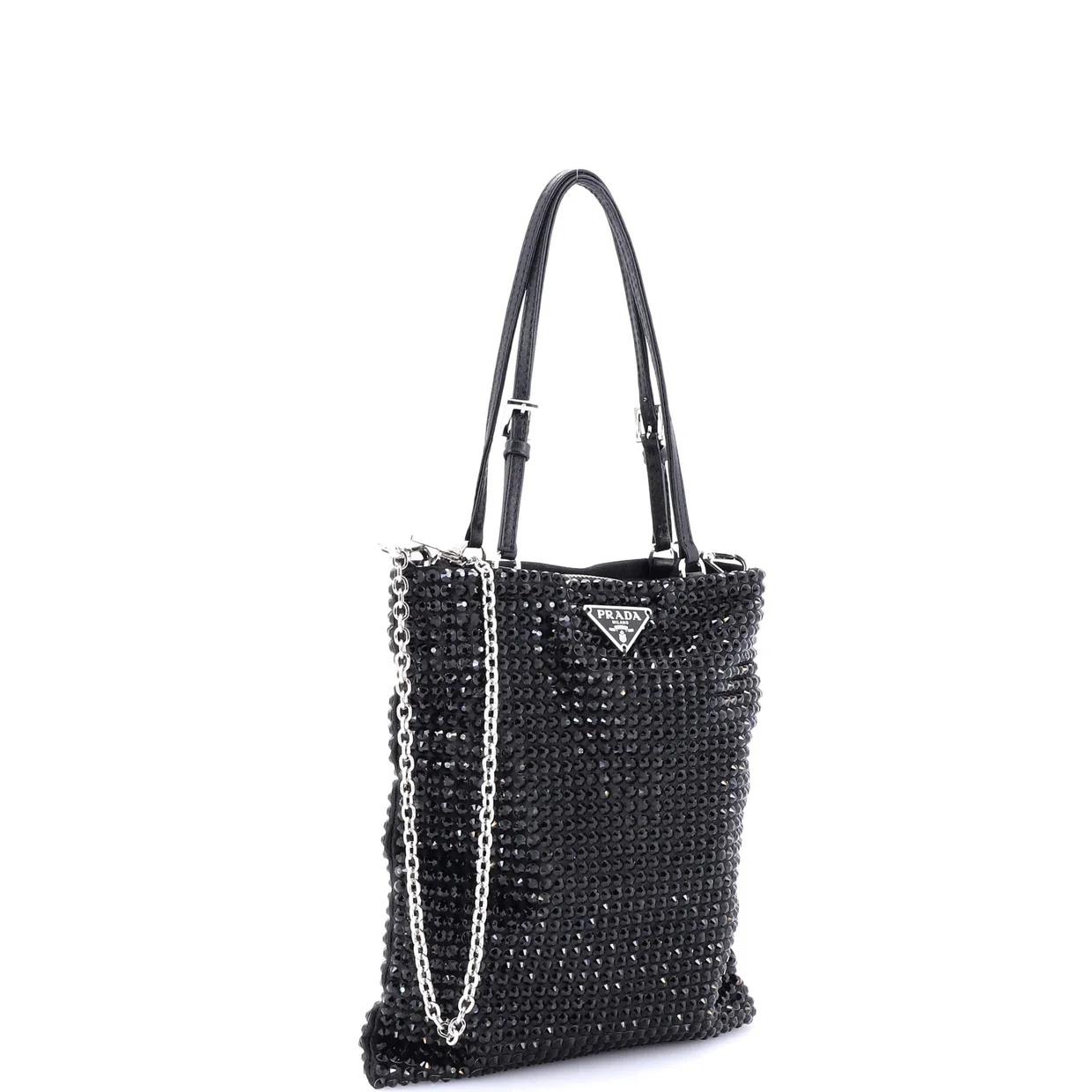 Convertible Open Tote Crystal Embellished Satin Mini - Deep Luxury