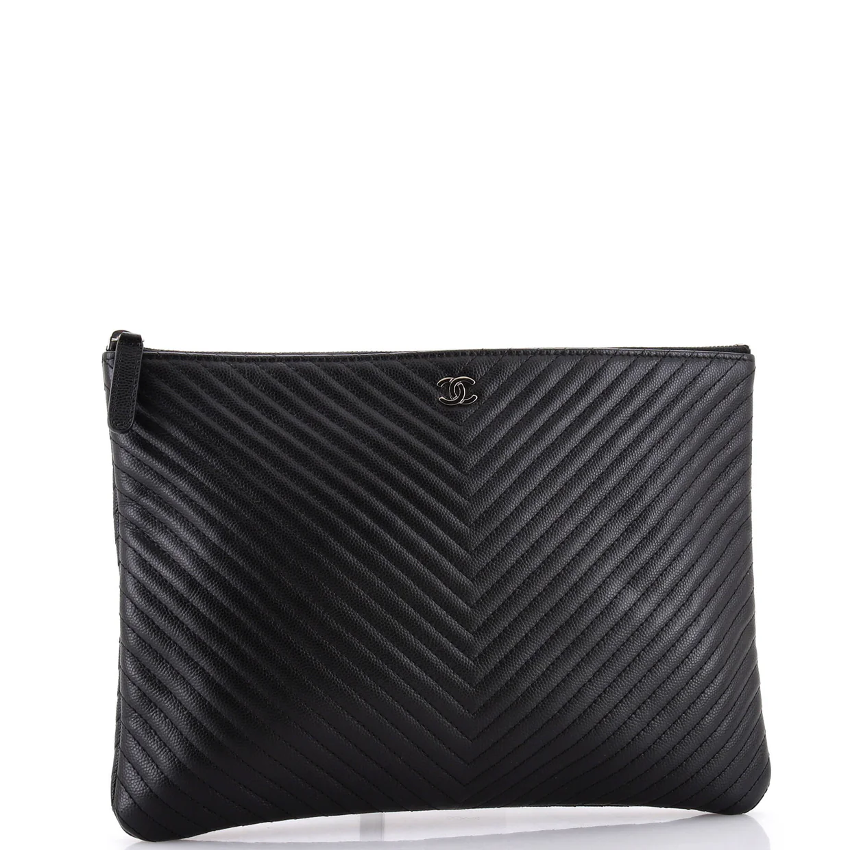O Case Clutch Chevron Caviar Large - Deep Luxury