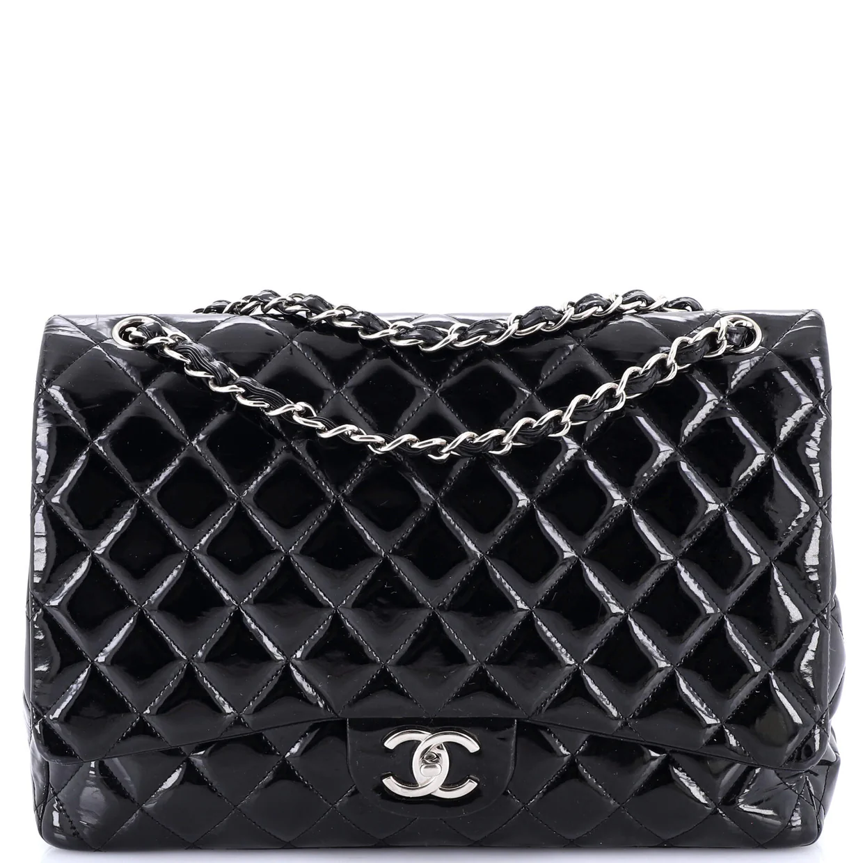 Classic Double Flap Bag Quilted Patent Maxi - Deep Luxury