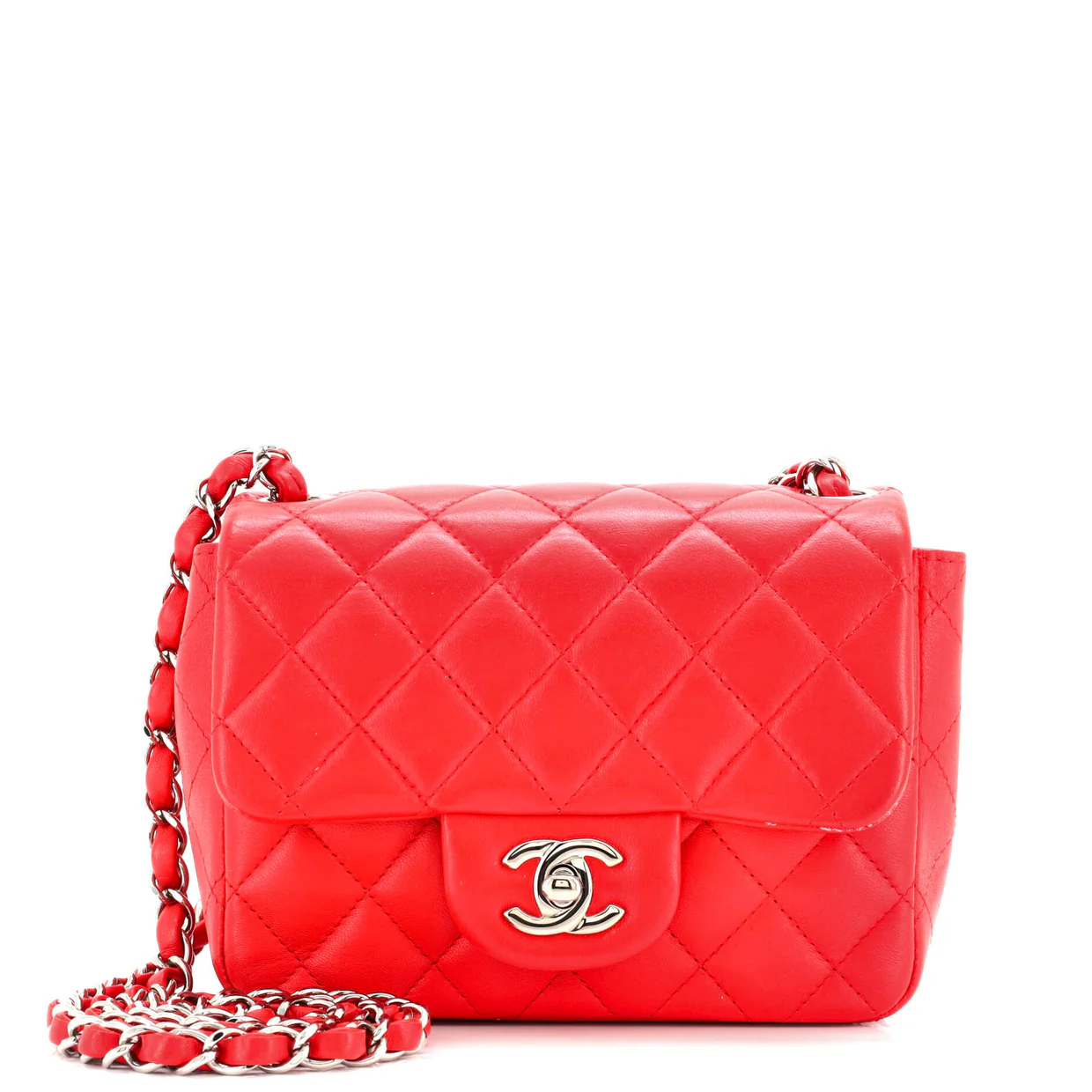 Square Classic Single Flap Bag Quilted Lambskin Mini - Deep Luxury