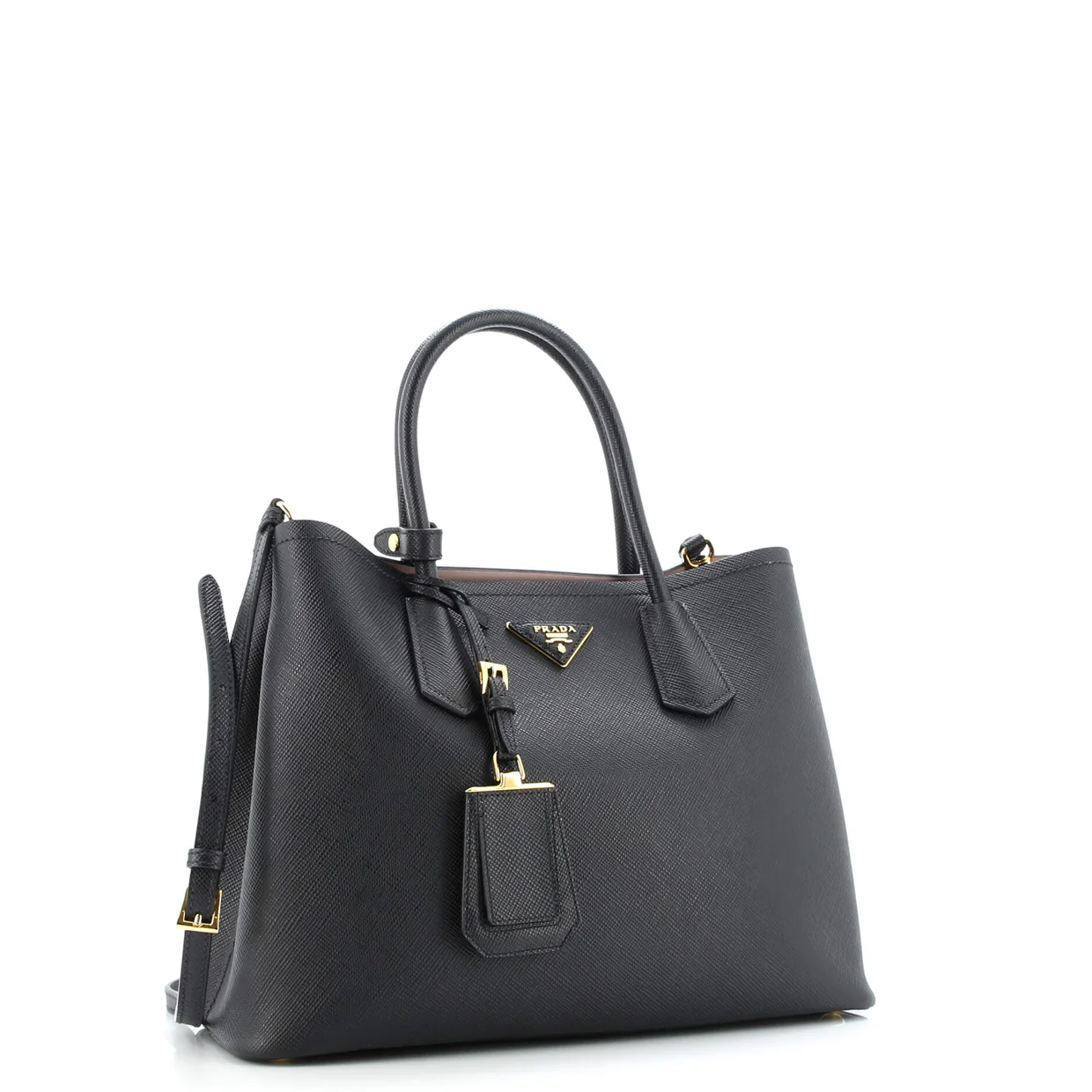 Cuir Double Tote Saffiano Leather Medium - Deep Luxury