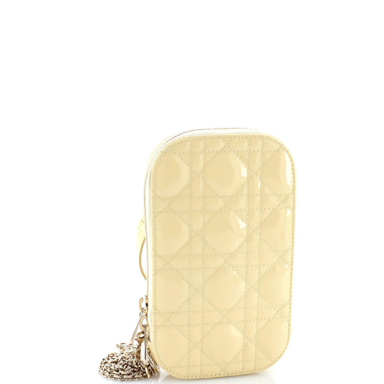 Lady Dior Phone Holder on Chain Cannage Quilt Patent - Deep Luxury