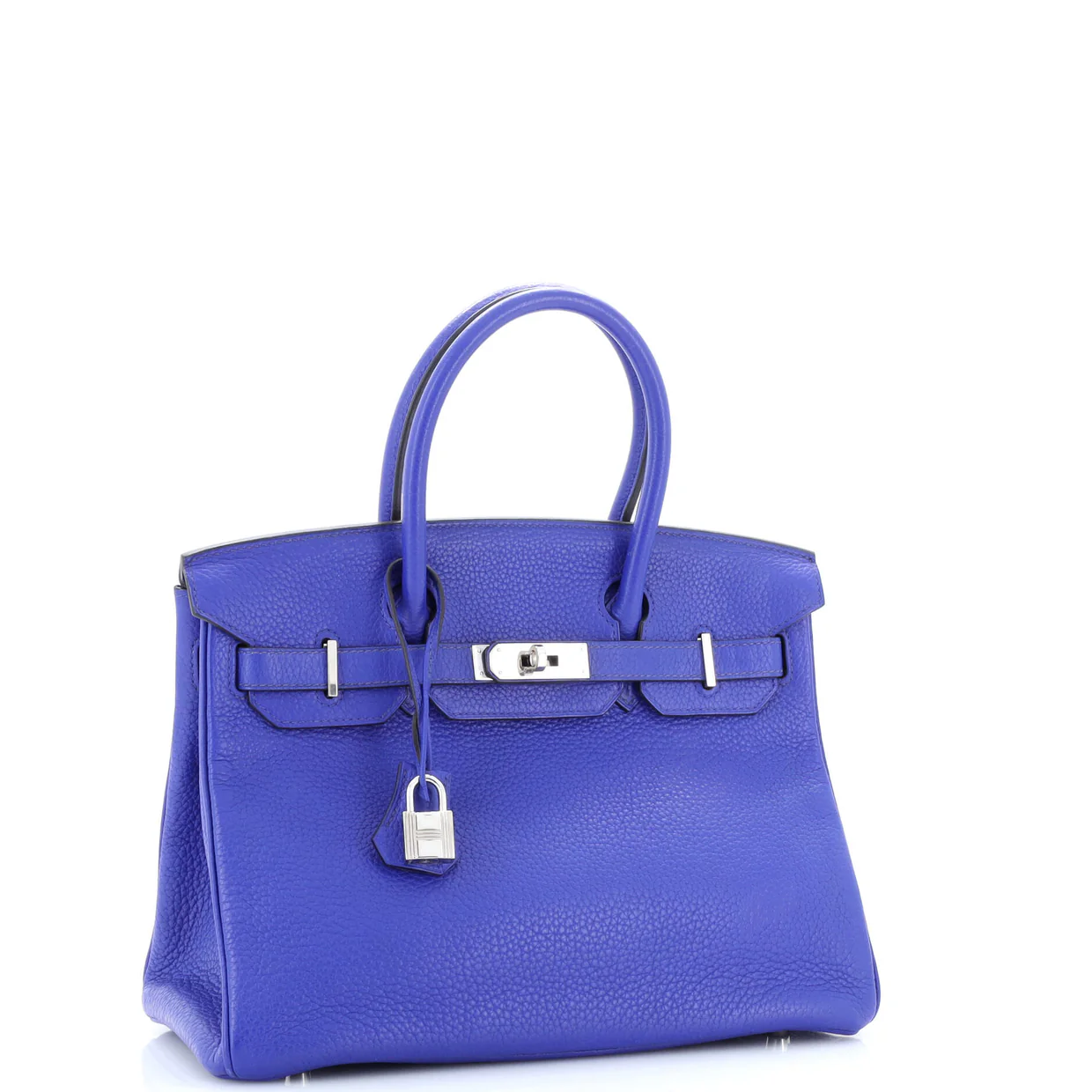 Birkin Handbag Bleu Electrique Clemence with Palladium Hardware 30 - Deep Luxury