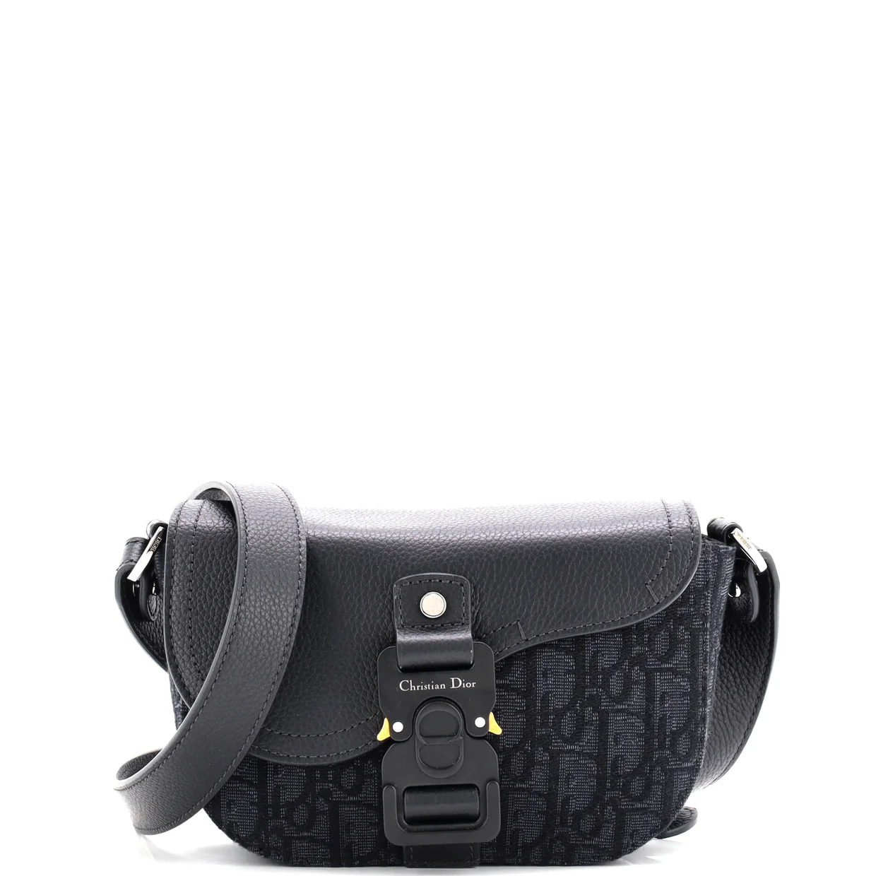 Saddle Buckle Flap Messenger Bag Oblique Canvas and Leather Mini - Deep Luxury