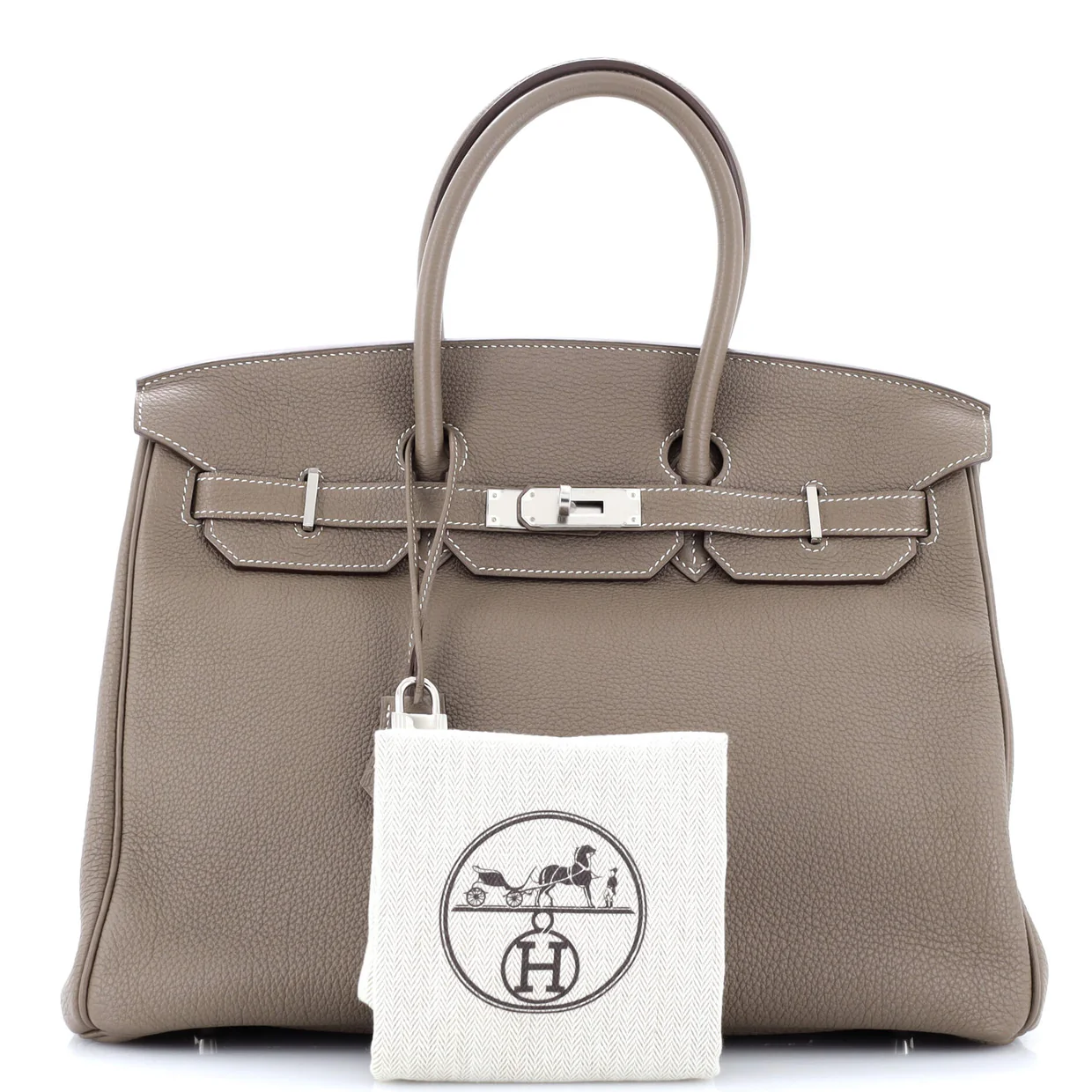 Birkin Handbag Grey Togo with Palladium Hardware 35 - Deep Luxury