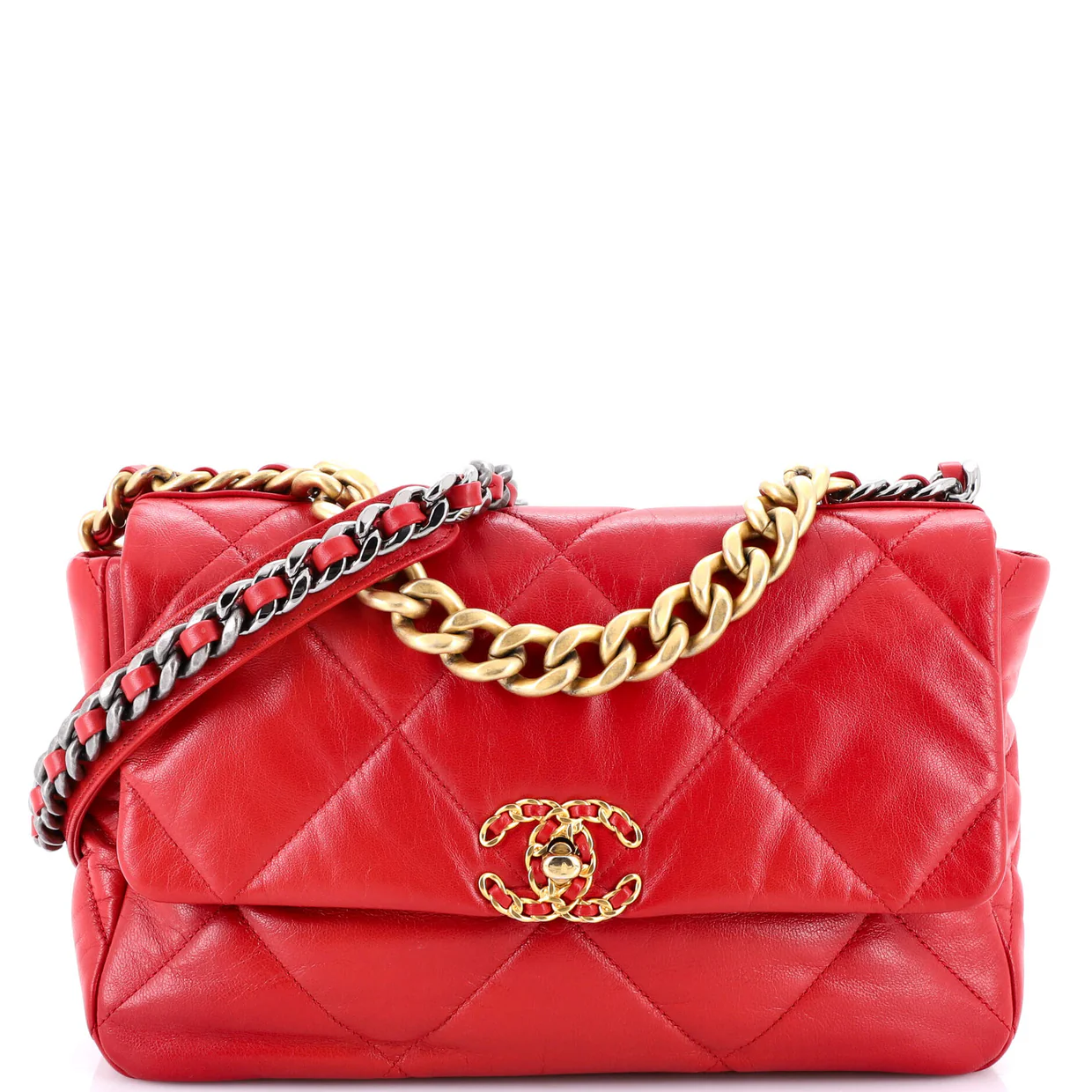 19 Flap Bag Quilted Leather Large - Deep Luxury