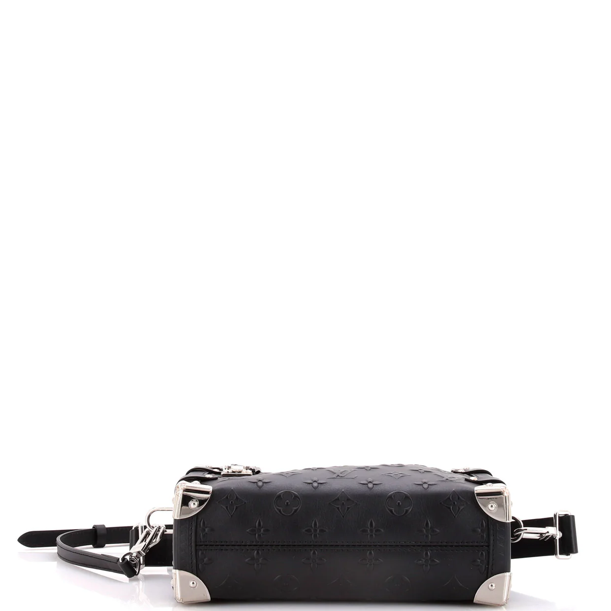 Side Trunk Handbag Debossed Monogram Leather MM - Deep Luxury