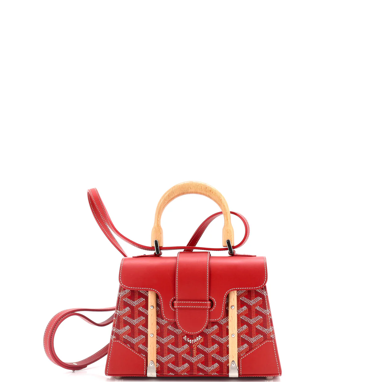 Structured Saigon Top Handle Bag Coated Canvas with Leather Mini - Deep Luxury