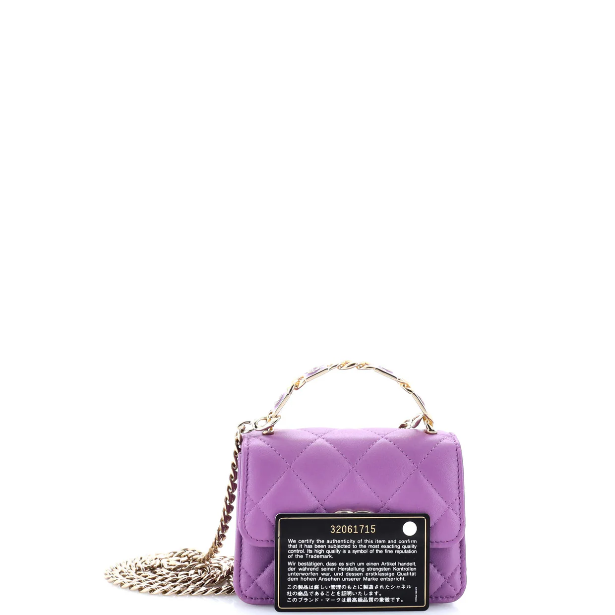 Coco Enamel Top Handle Flap Clutch with Chain Quilted Lambskin - Deep Luxury
