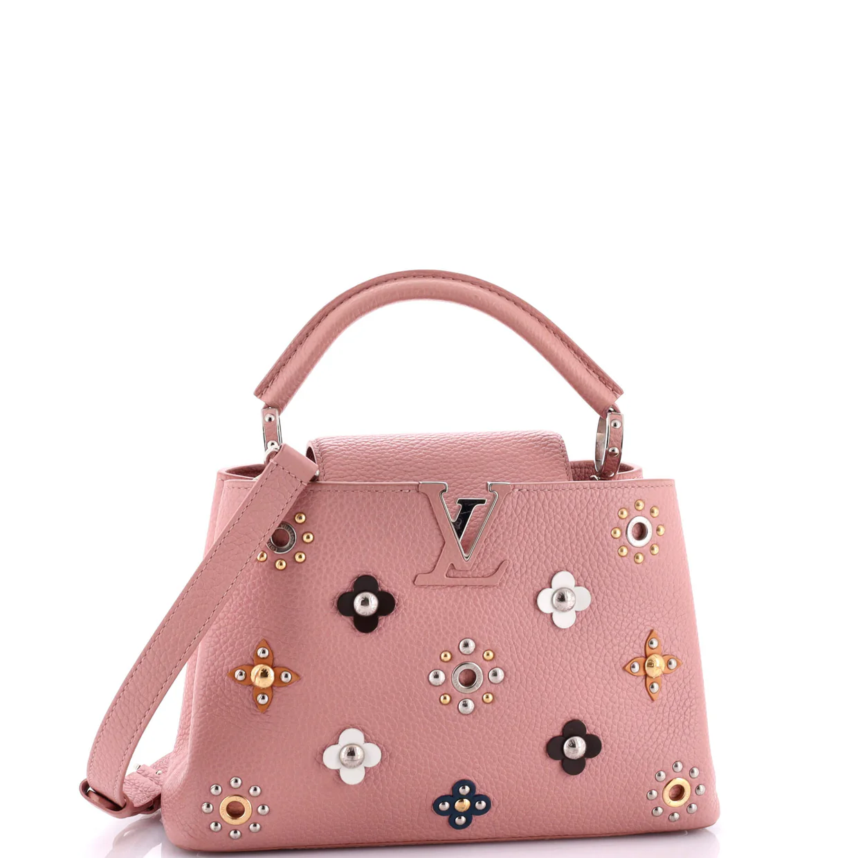 Capucines Bag Leather with Embellished Detail BB - Deep Luxury