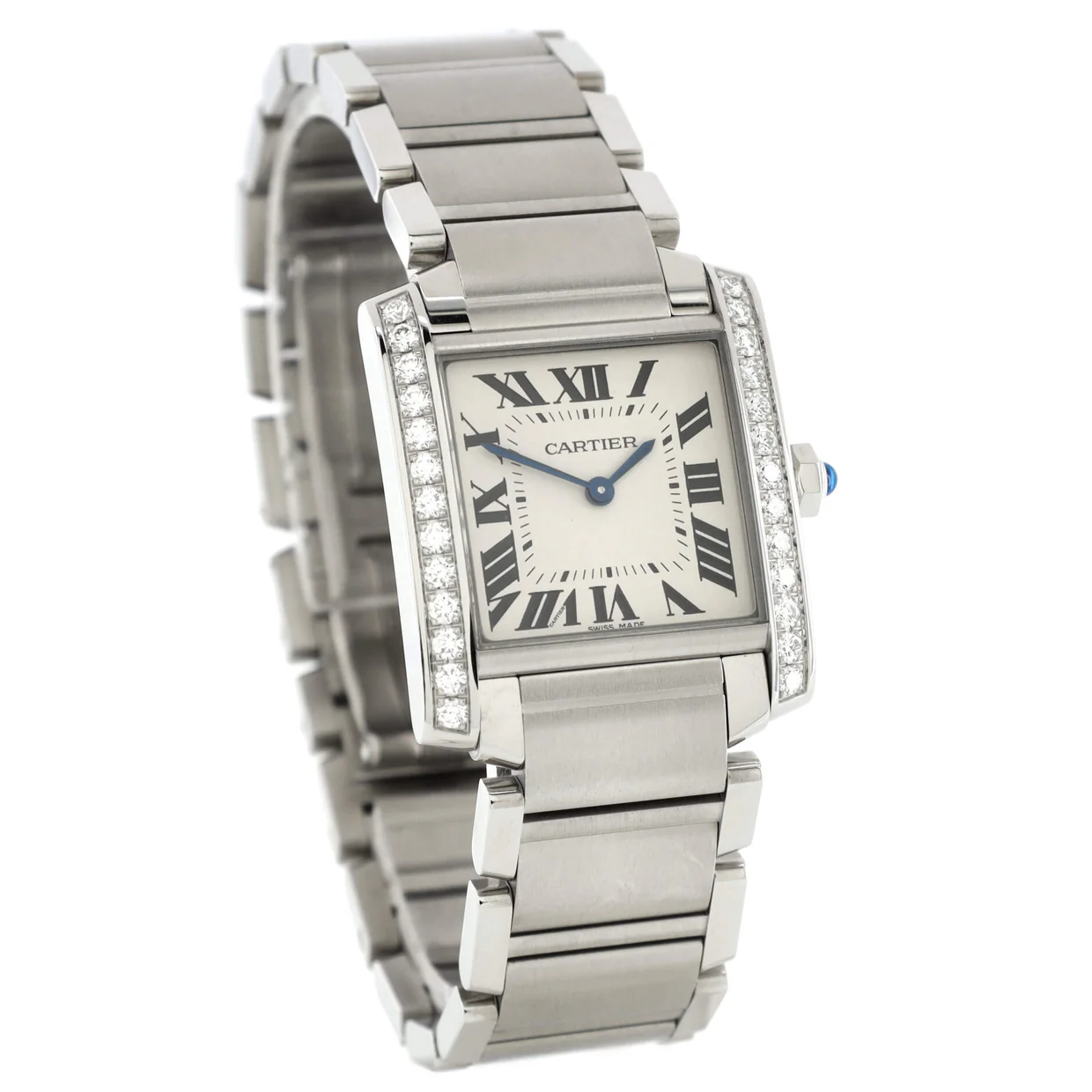Tank Francaise Quartz Watch Stainless Steel with Diamond Bezel 25 - Deep Luxury