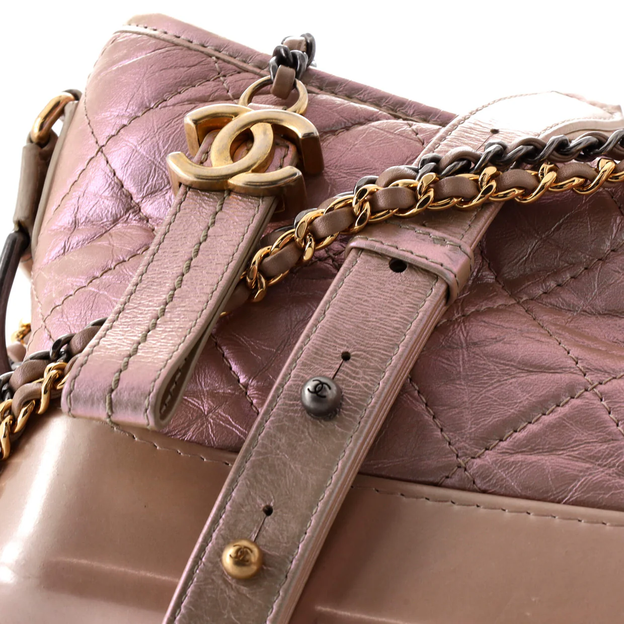 Gabrielle Hobo Quilted Iridescent Aged Calfskin Small - Deep Luxury