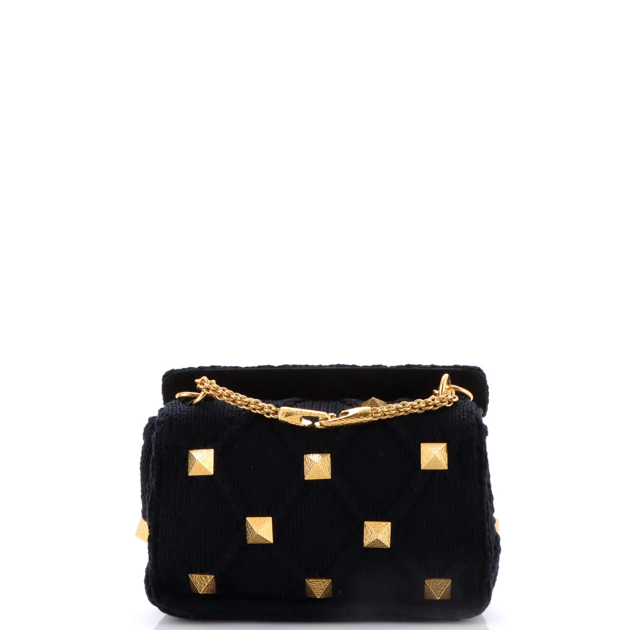 Roman Stud Flap Bag Knit Crochet Medium - Deep Luxury