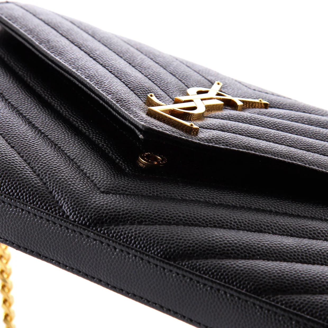 Classic Monogram Wallet on Chain Matelasse Chevron Leather Medium - Deep Luxury