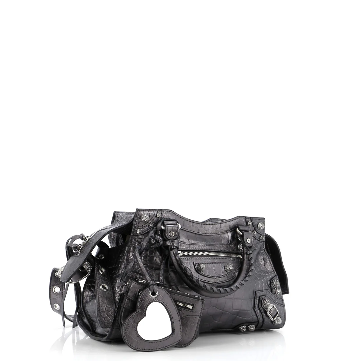 Neo Cagole City Bag Crocodile Embossed with Crystals Small - Deep Luxury