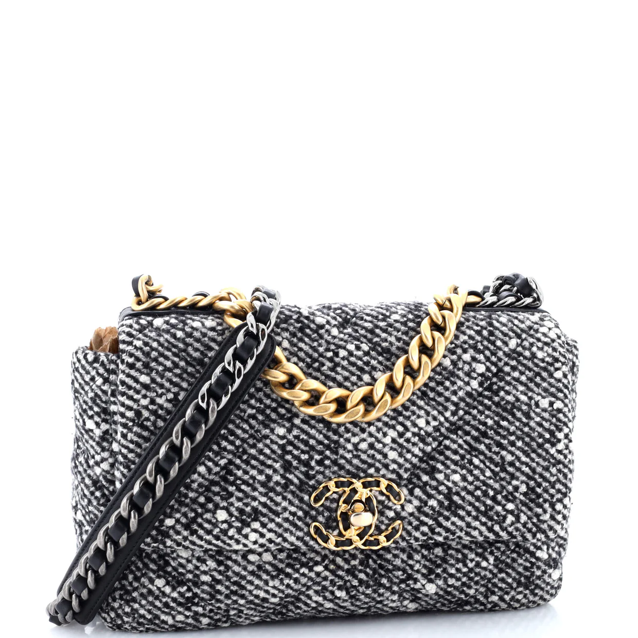 19 Flap Bag Quilted Wool Medium - Deep Luxury