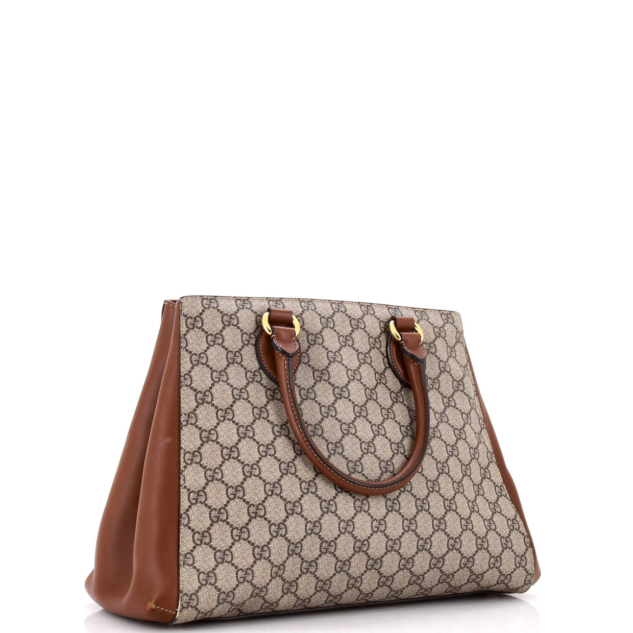 Trapezoid Top Handle Tote GG Coated Canvas Medium - Deep Luxury