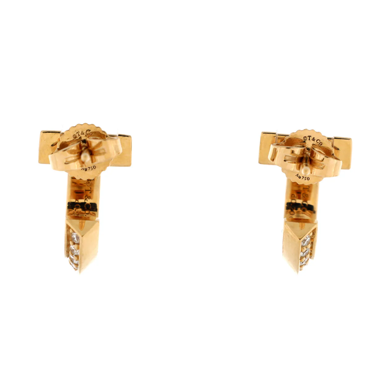 T1 Hoop Earrings 18K Yellow Gold with Diamonds Extra Small - Deep Luxury