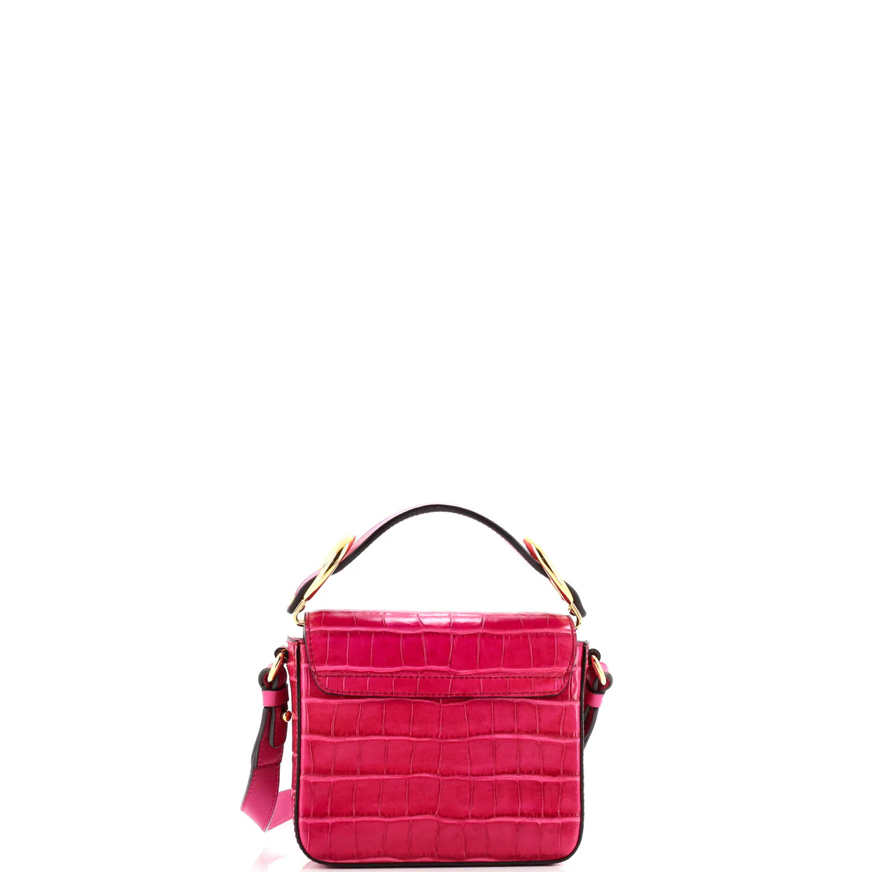 C Double Carry Bag Crocodile Embossed Leather Mini - Deep Luxury