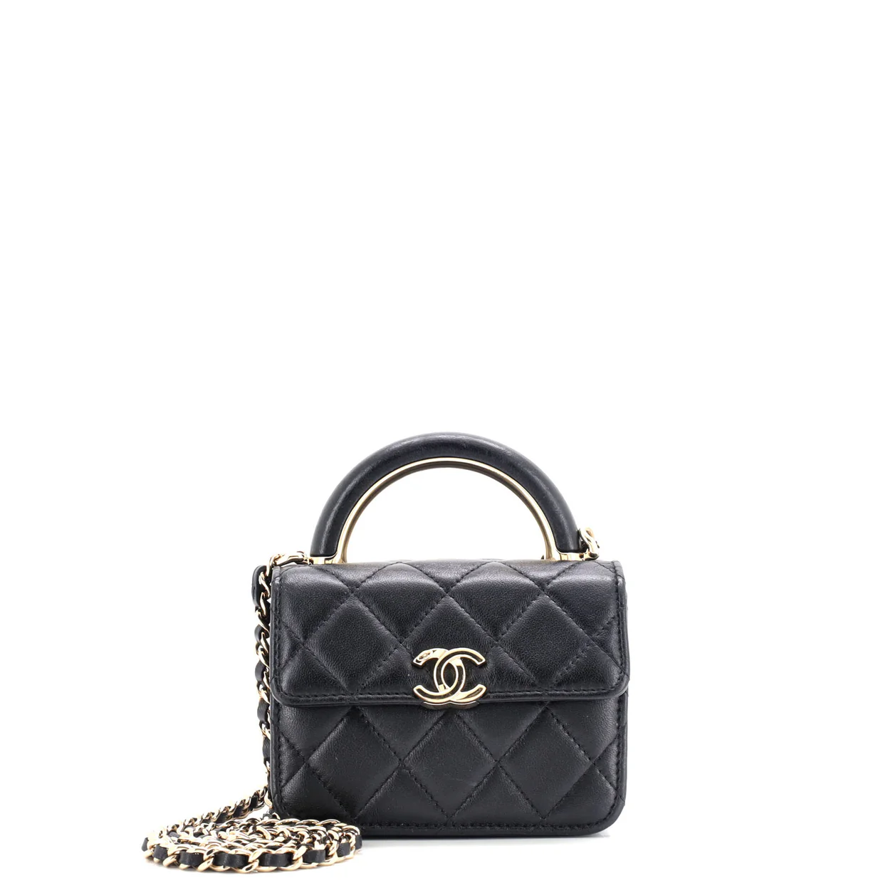 Charming Handle Flap Clutch with Chain Quilted Lambskin Mini - Deep Luxury