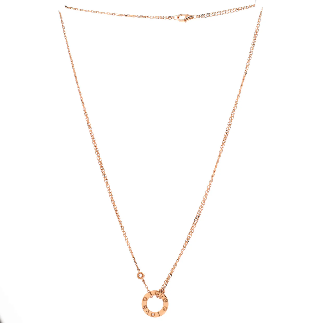 2 Diamonds Love Pendant Necklace 18K Rose Gold and Diamonds - Deep Luxury