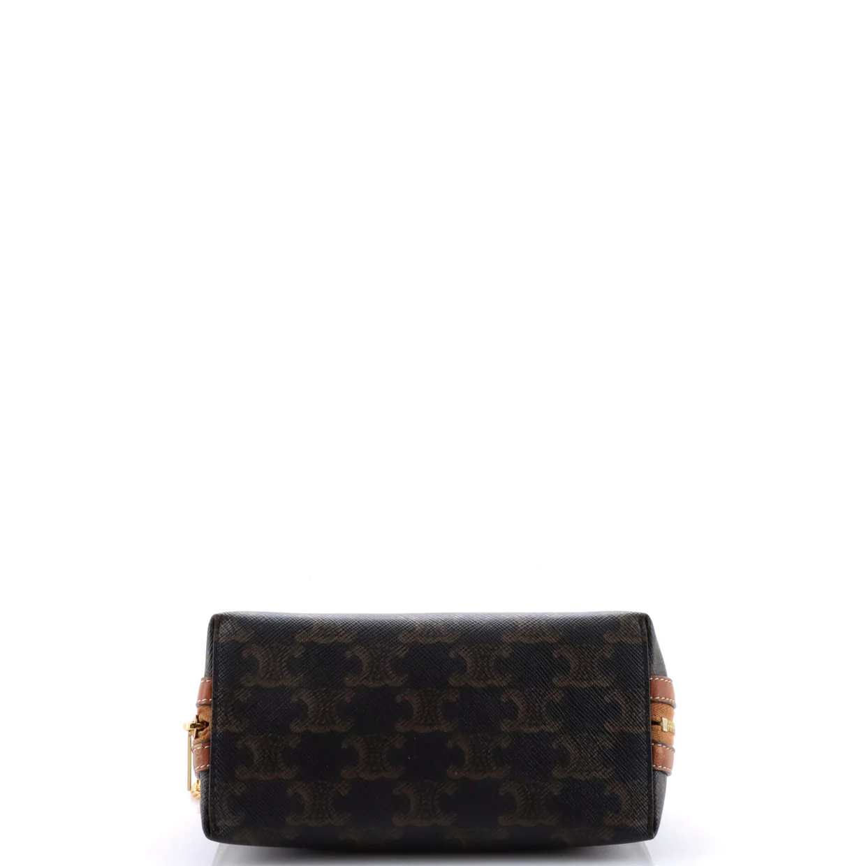 Zip Around Chain Clutch Embroidered Triomphe Coated Canvas - Deep Luxury