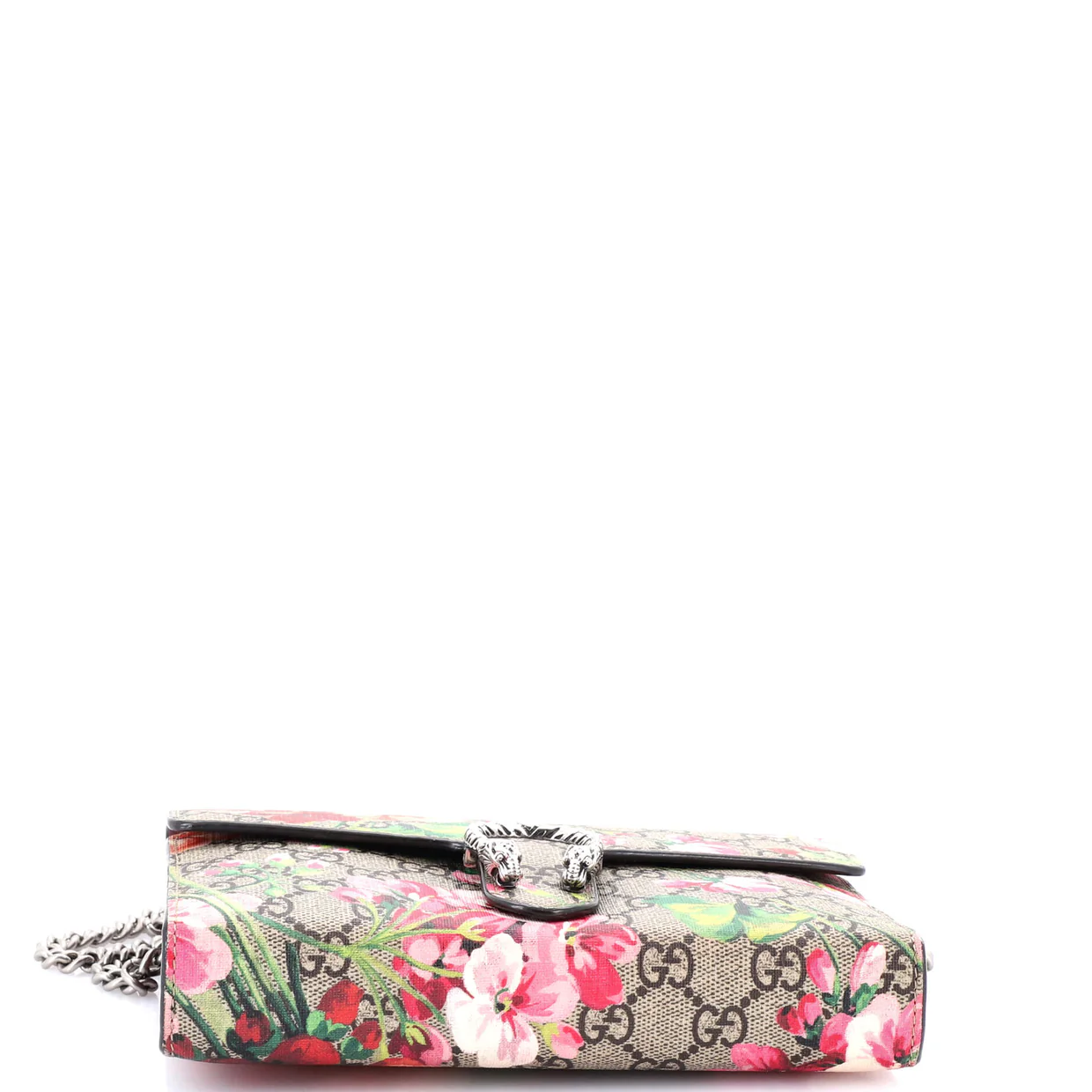 Dionysus Chain Wallet Blooms Print GG Coated Canvas Small - Deep Luxury