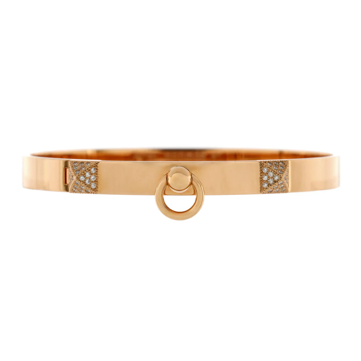 Collier de Chien Bracelet 18K Rose Gold with Pave Diamond Studs PM - Deep Luxury