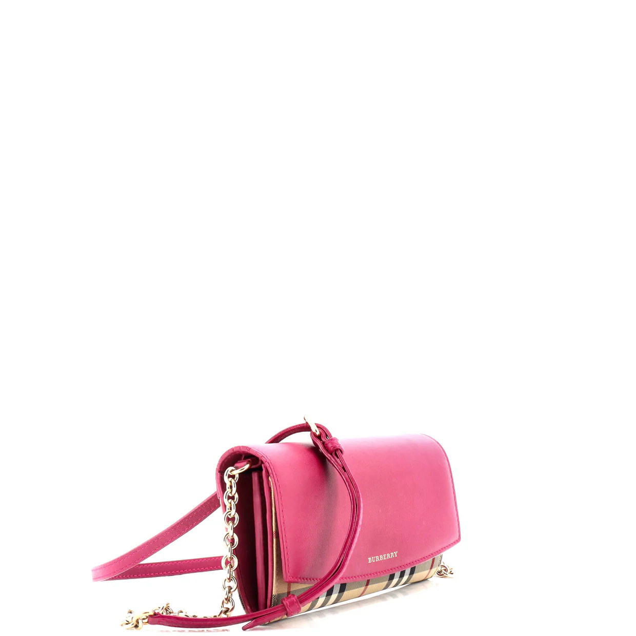 Henley Wallet on Chain Leather with House Check Canvas - Deep Luxury