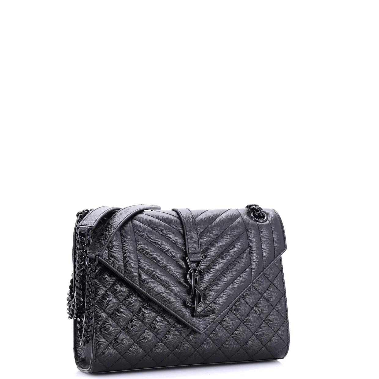 Classic Monogram Envelope Satchel Mixed Matelasse Leather Medium - Deep Luxury