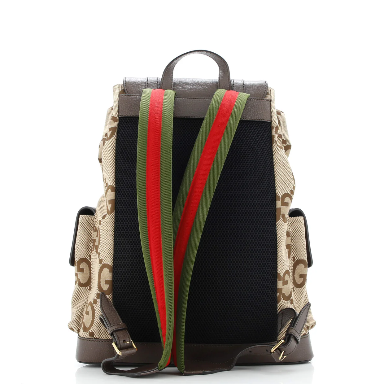 Double Pocket Belt Backpack Jumbo GG Canvas and Leather Large - Deep Luxury