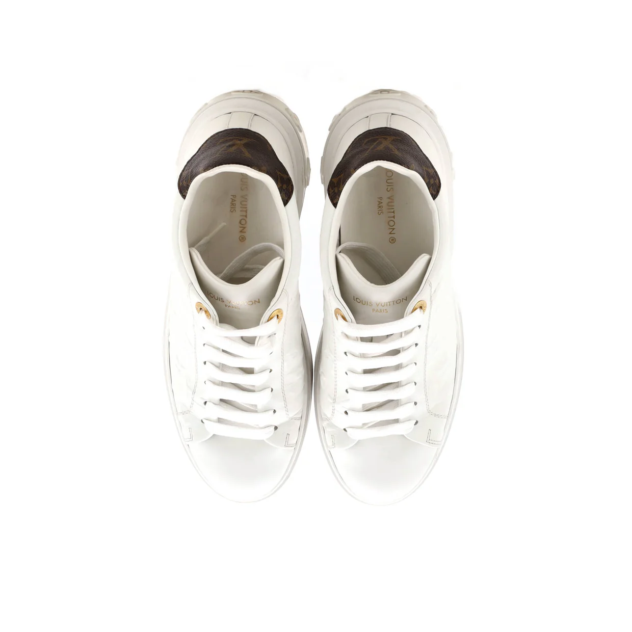 Women's Time Out Sneakers Monogram Embossed Leather with Monogram Canvas - Deep Luxury