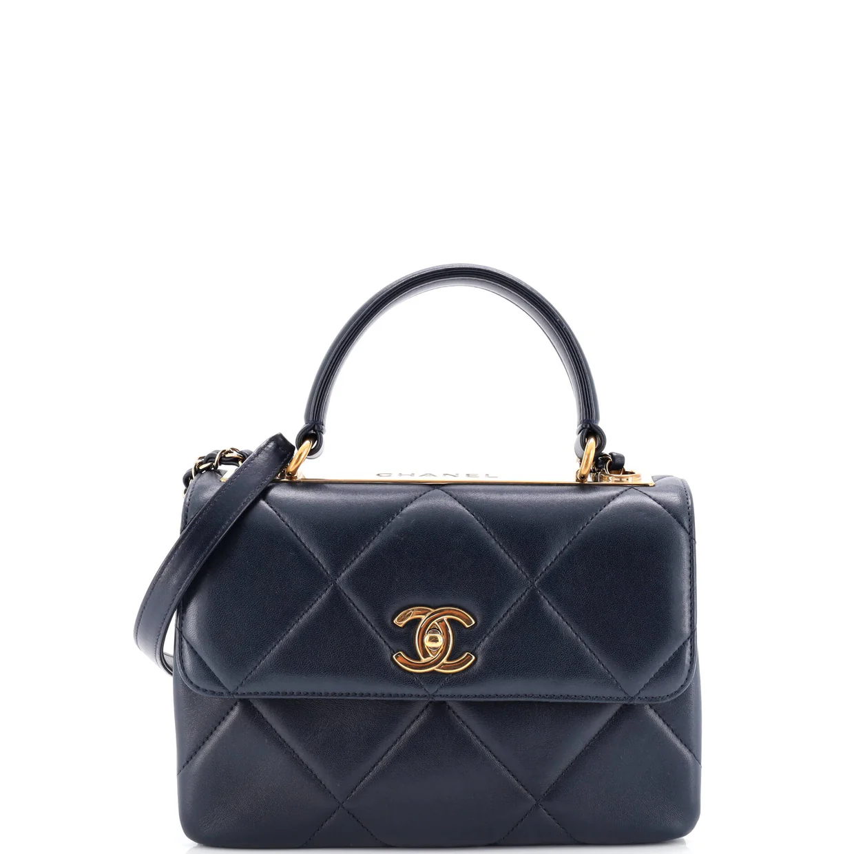 Trendy CC Top Handle Bag Quilted Lambskin Small - Deep Luxury