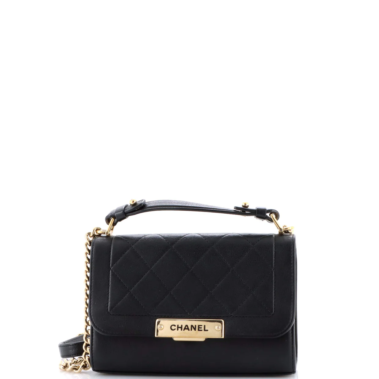 Label Click Flap Bag Quilted Calfskin Small - Deep Luxury