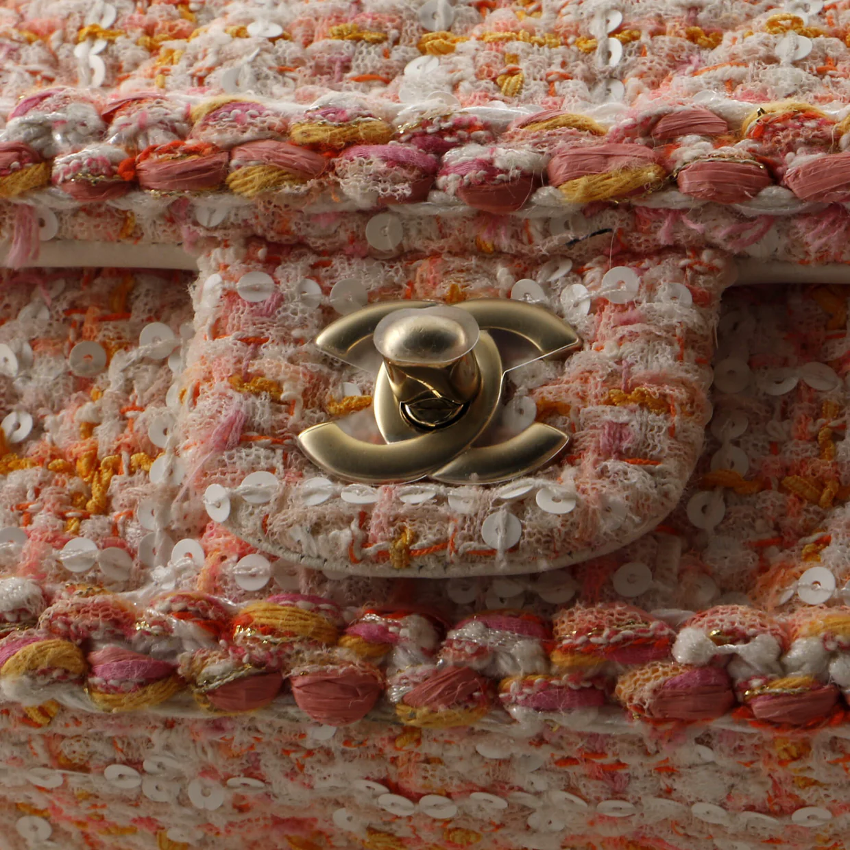 Classic Single Flap Bag Braided Quilted Tweed with Sequins Mini - Deep Luxury