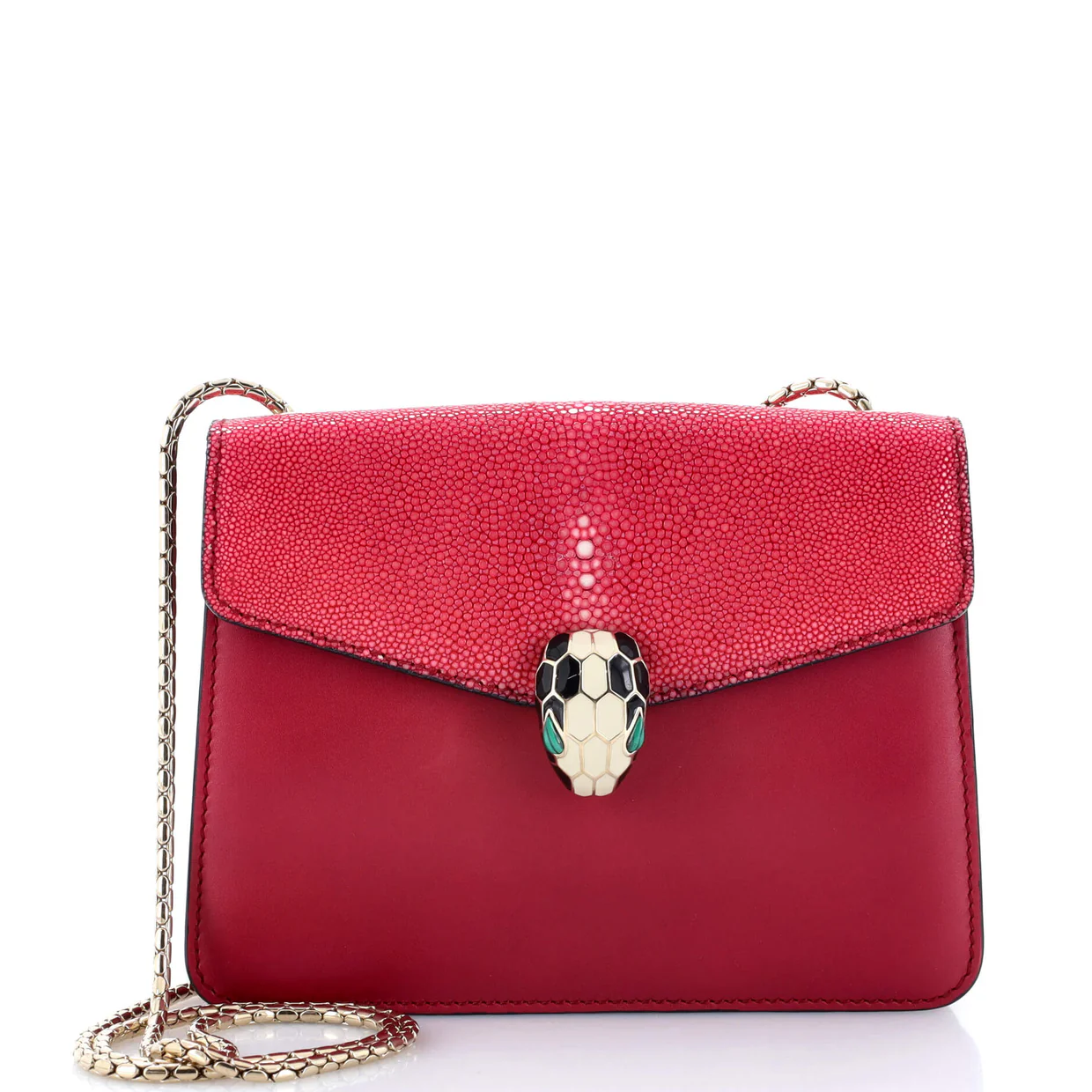 Serpenti Forever Square Shoulder Bag Leather and Stingray Small - Deep Luxury
