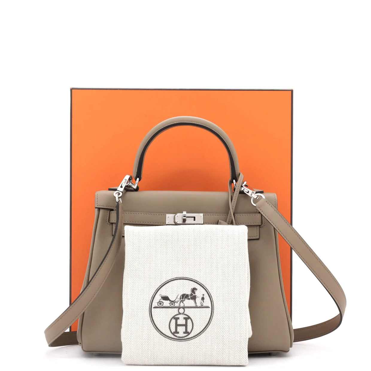 Kelly Handbag Verso Swift with Palladium Hardware 25 - Deep Luxury