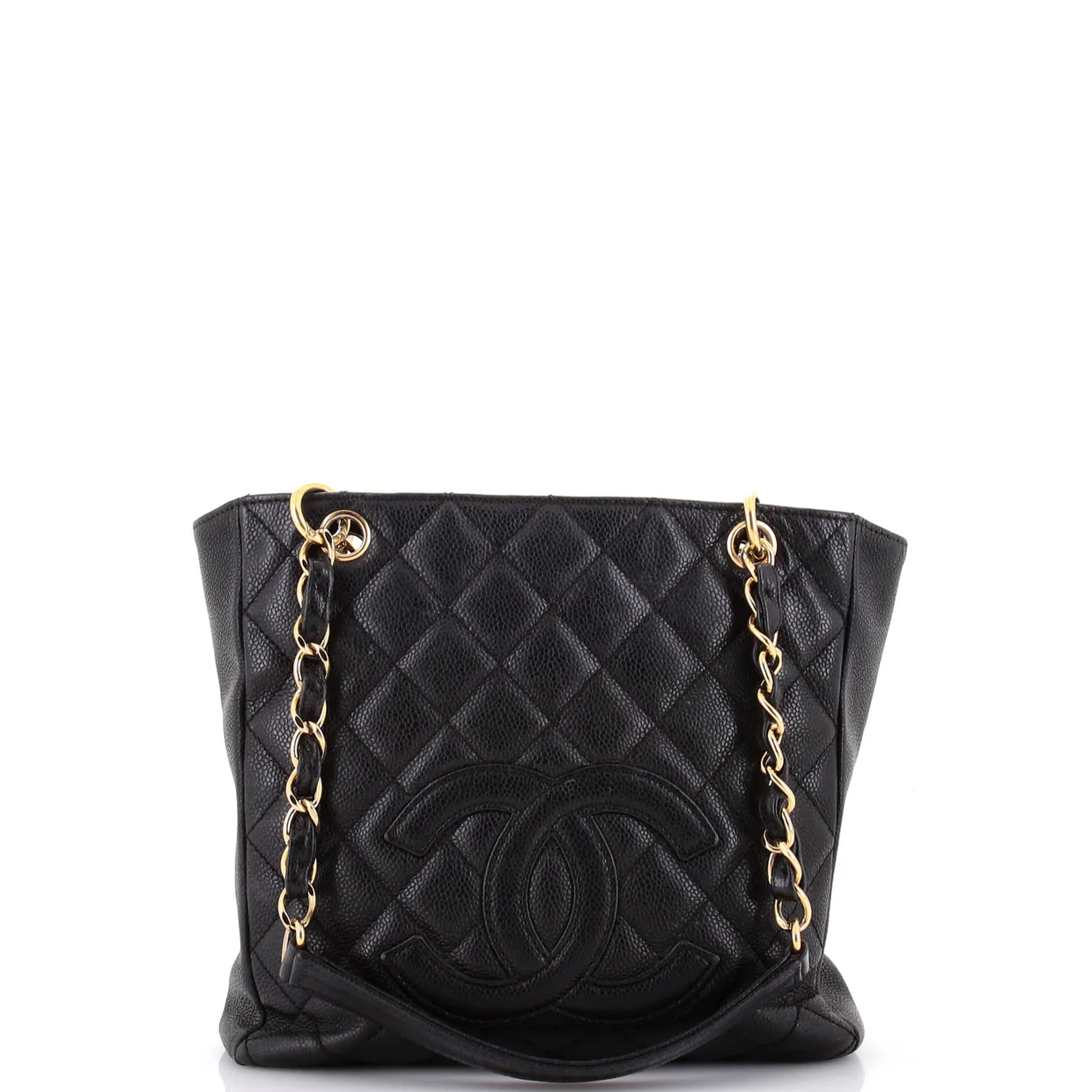 Petite Shopping Tote Quilted Caviar Large - Deep Luxury