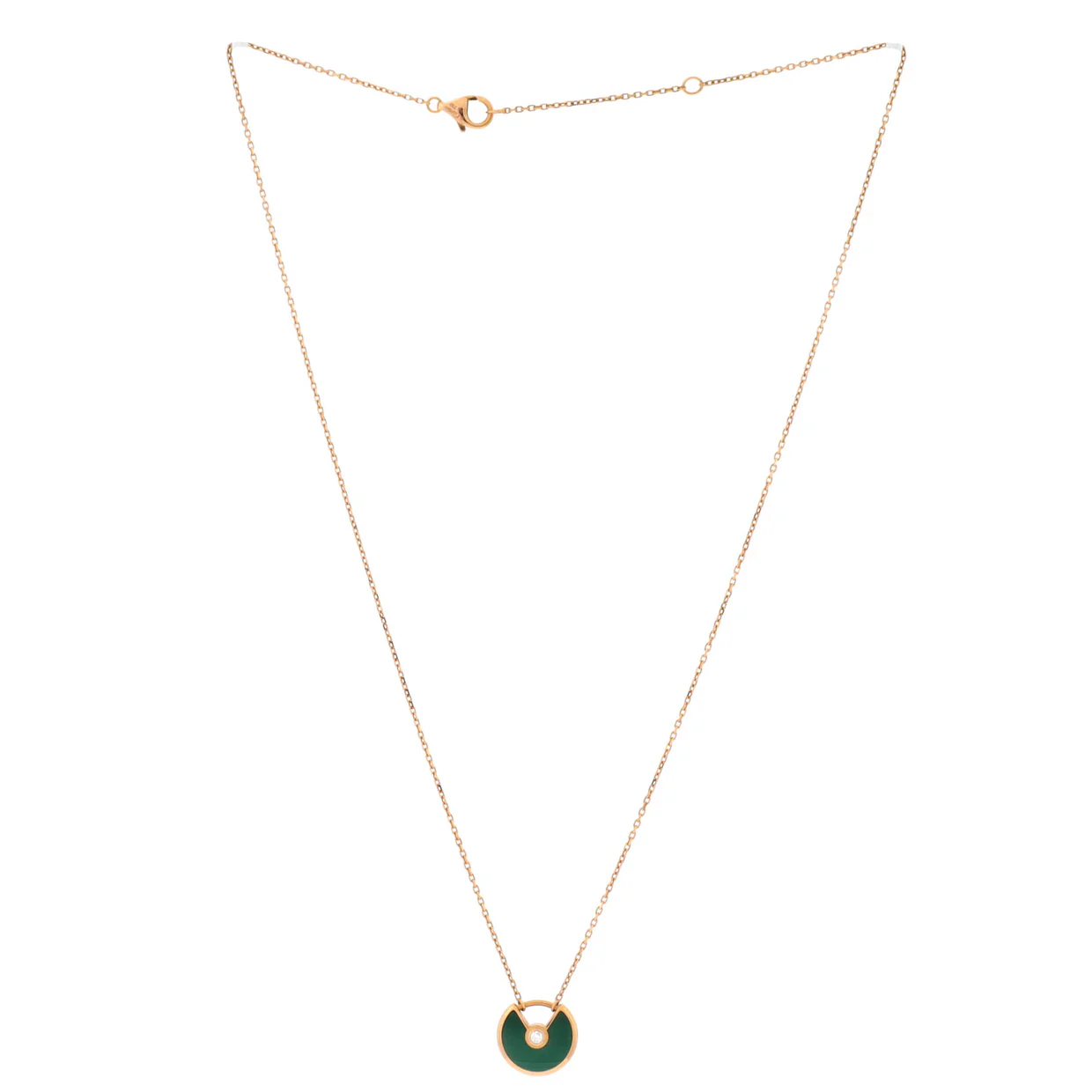 Amulette de Cartier Pendant Necklace 18K Rose Gold with Malachite and Diamond XS - Deep Luxury
