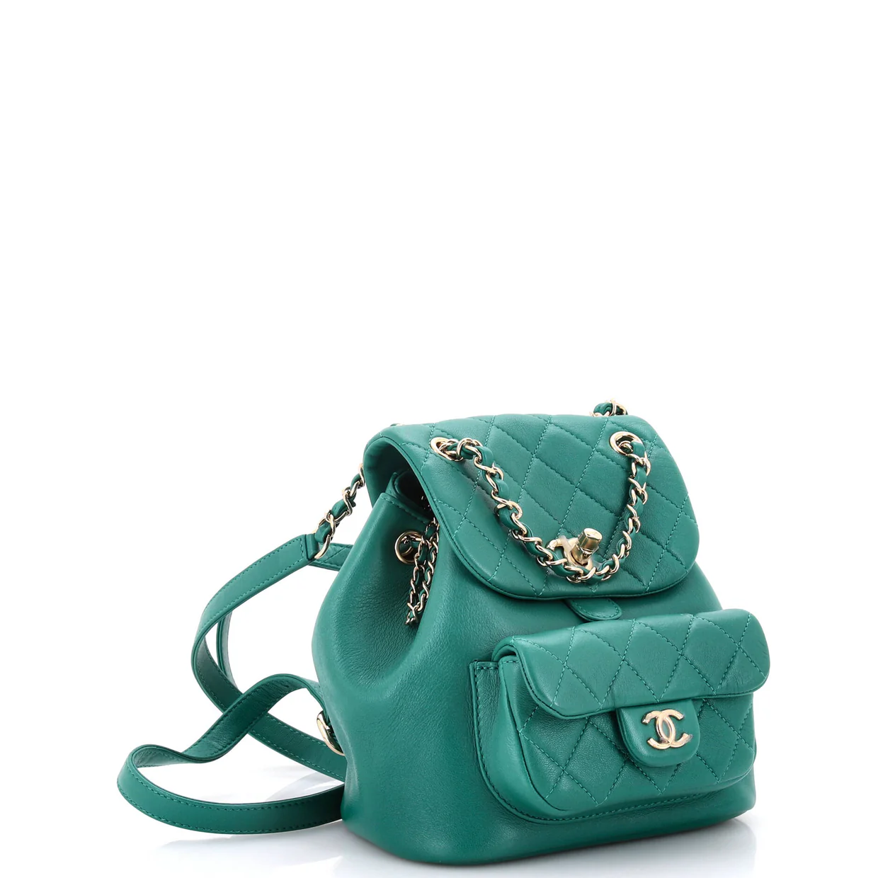 Duma Drawstring Backpack Quilted Leather Small - Deep Luxury