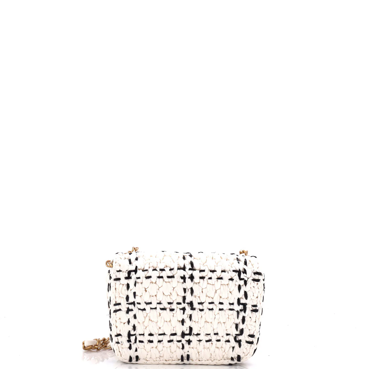 CC Chain Flap Bag Tweed Effect Braided Raffia Mini - Deep Luxury