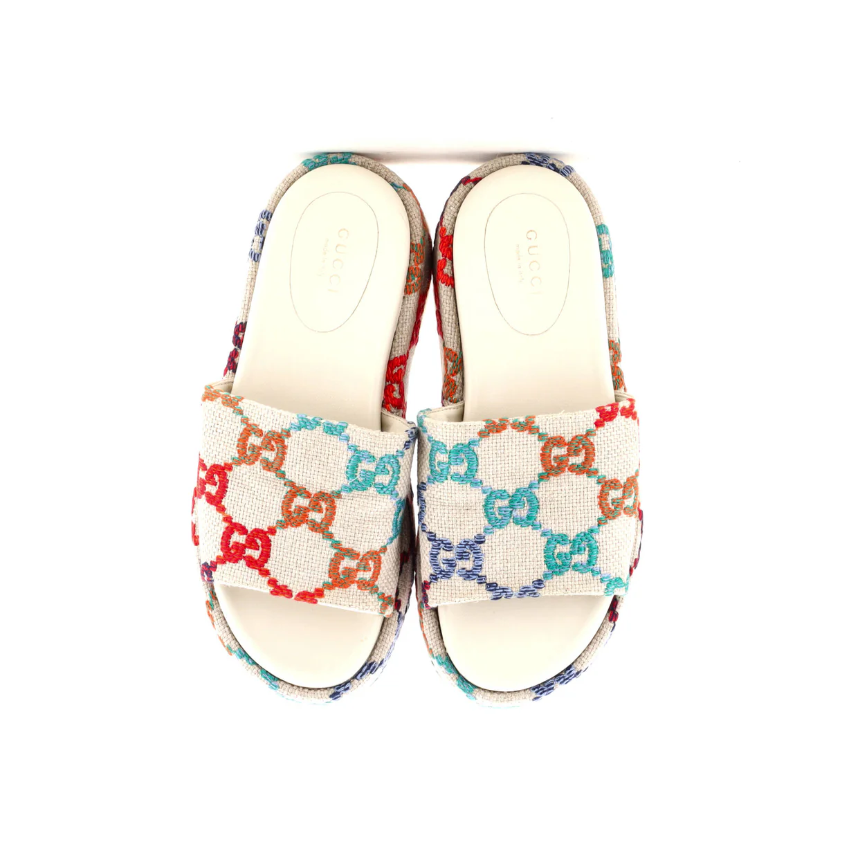 Women's Angelina Platform Slide Sandals Multicolor GG Linen - Deep Luxury