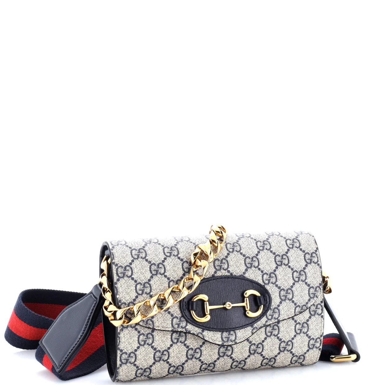 Horsebit 1955 Curved Flap Shoulder Bag GG Coated Canvas Mini - Deep Luxury