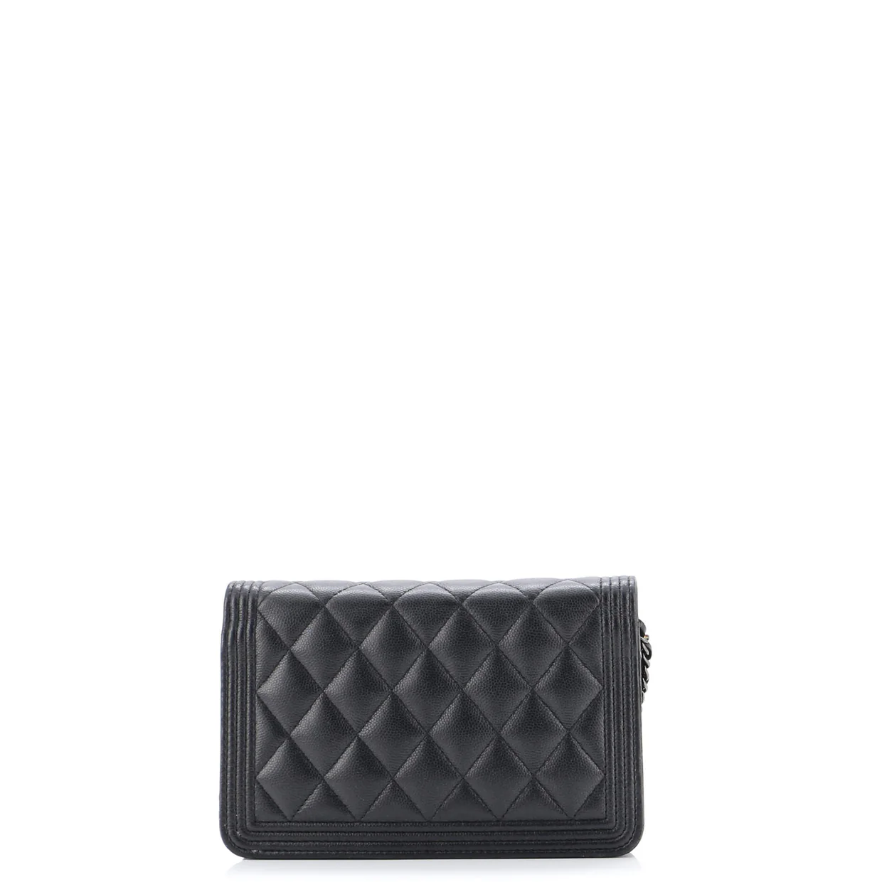 So Black Boy Wallet on Chain Quilted Caviar - Deep Luxury