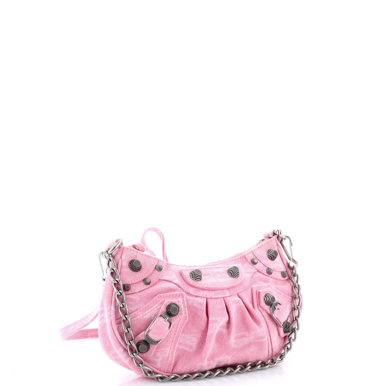 Le Cagole Giant Studs Shoulder Bag BB Monogram Denim Mini - Deep Luxury