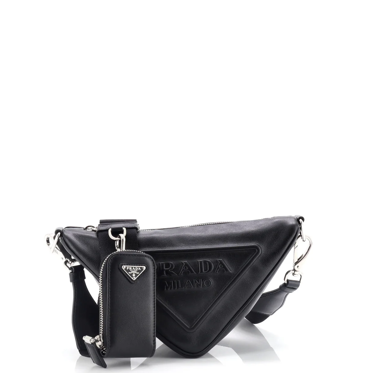 Triangle Logo Zip Crossbody Bag Leather Small - Deep Luxury