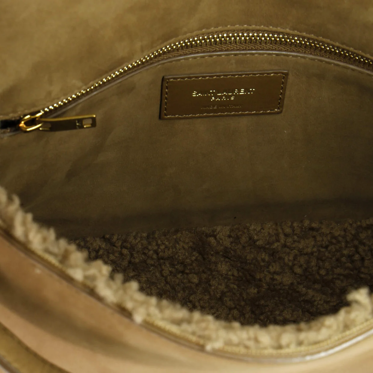 Schoolbag Satchel Shearling with Suede Mini - Deep Luxury