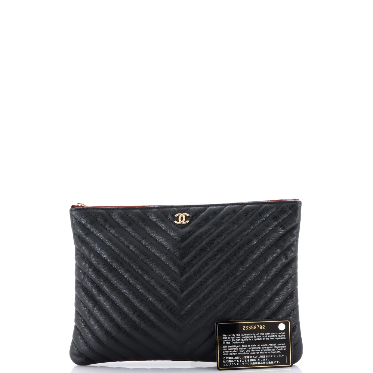 O Case Clutch Chevron Caviar Medium - Deep Luxury